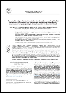 Petrographic and geochemical investigation of a stone adze made of nephrite from the site Balatonőszöd – Temetői dűlő (Hungary)